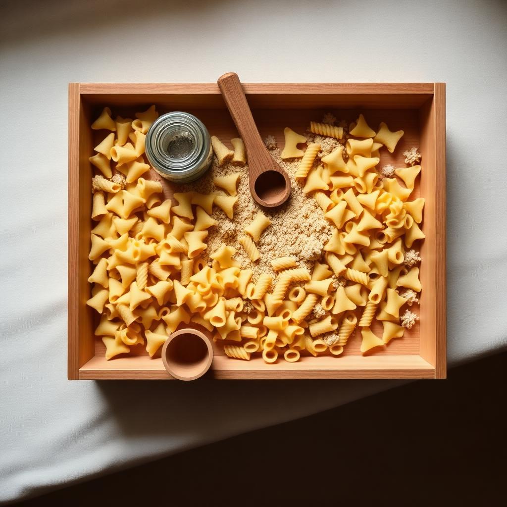 Dry Pasta Bin — Montessori toddler activity