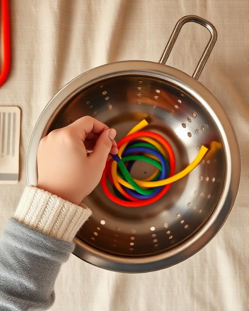 Pipe Cleaners & Colander — Montessori toddler activity