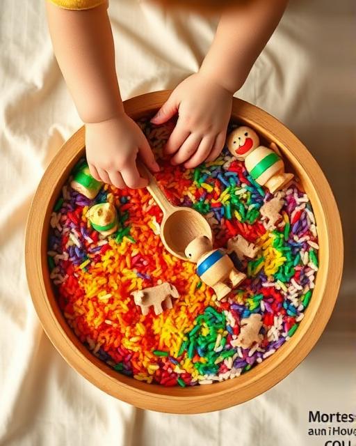 Rainbow Rice Sensory Bin — Montessori toddler activity